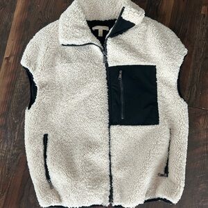 Adrienne Landau Faux Lamb Fur Vest in Black & Off-White